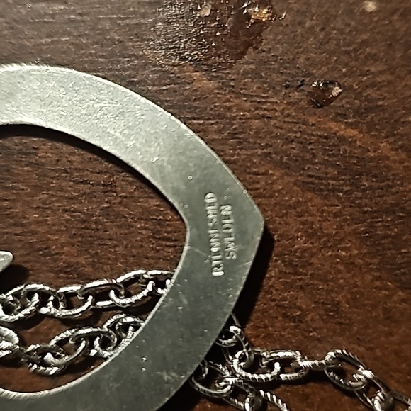 R. Tennesmed Designer Retro Tart Tin/Pewter Necklace, 24" Length, from Sweden - Picture 7 of 7